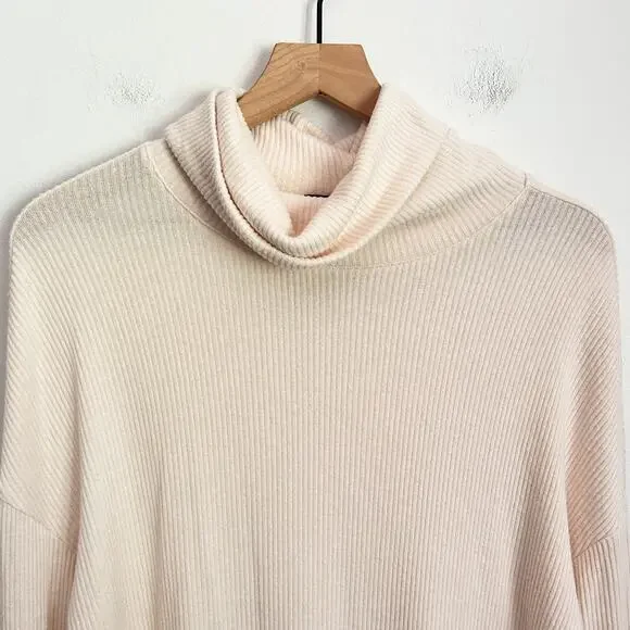 Sanctuary Ribbed Turtleneck Long Sleeve Top Cream Size S - Picture 2 of 7